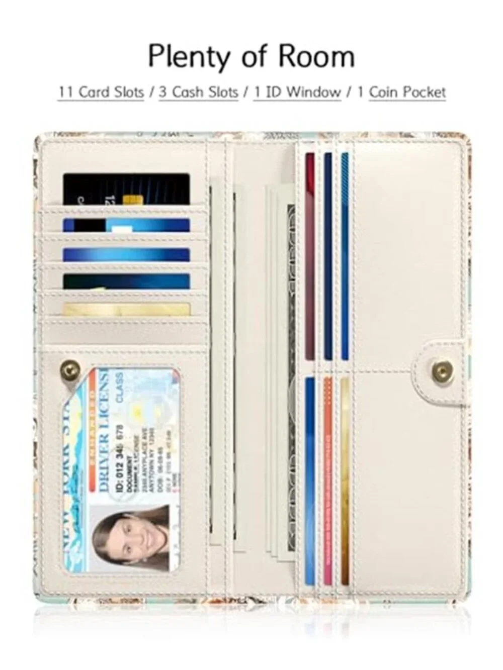 Womens Floral Slim Wallet RFID Blocking Credit Card Holder Zip Coin Purse Clutch